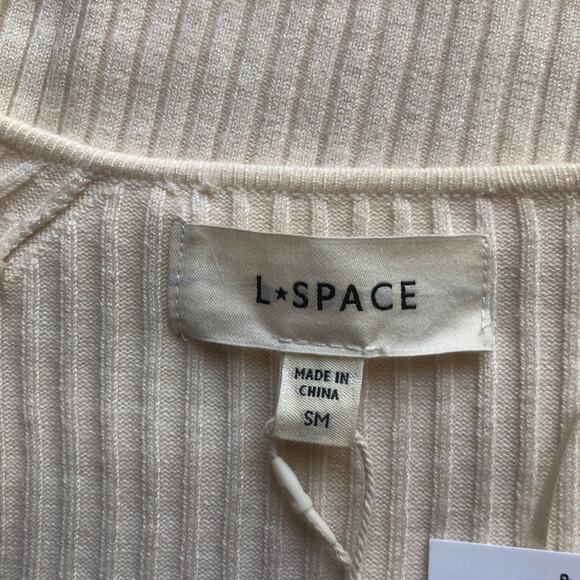 L Space Camryn Top Ivory Ribbed Sweater Long Sleeve Women's Size Small NWT - Picture 9 of 16